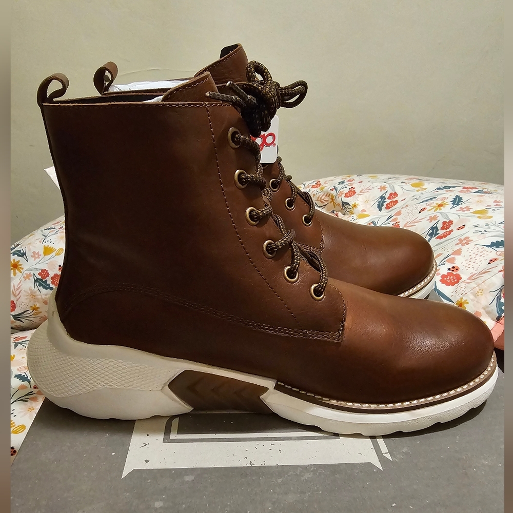 NEW Mens Brown Leather Boots - Picture 8 of 14